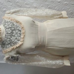 Vintage Ivory Lace 60s Maxi Dress, Bohemian Wedding